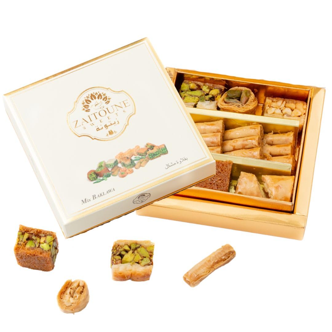 Zaitoune Cashew & Pistachio Baklava Selection Box - 3.5 oz | Traditional Luxury Pastry | Arabic Dessert with Authentic flavors in Beautiful Packaging | Handmade in Turkey