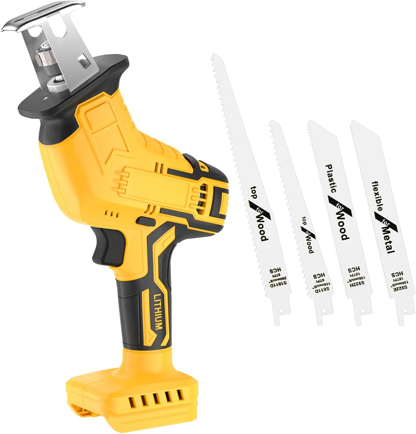 Cordless Reciprocating Saw for Dewalt 20V (No Battery), Brushless Reciprocating Saw 3500SPM Stroke Speed with 4 Blades for Metal/Wood/PVC Cutting Tool