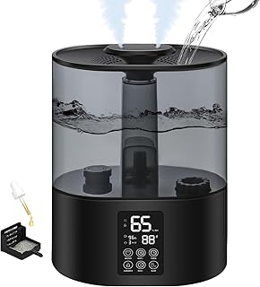 5L Humidifiers for Bedroom and Plants, Ultrasonic Cool Mist Humidifiers for Baby home Mist Top Fill Desk Humidifiers Essential Oil Diffuser, Quiet Humidifiers with Adjustable Mist,360°Nozzle-Black