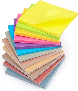 YISAN Sticky Notes 3x3 Inch, Pastel&Bright Colors, 12 Pad Self-Stick Pads,Sticky Pad,50 Sheet/Pad,71129