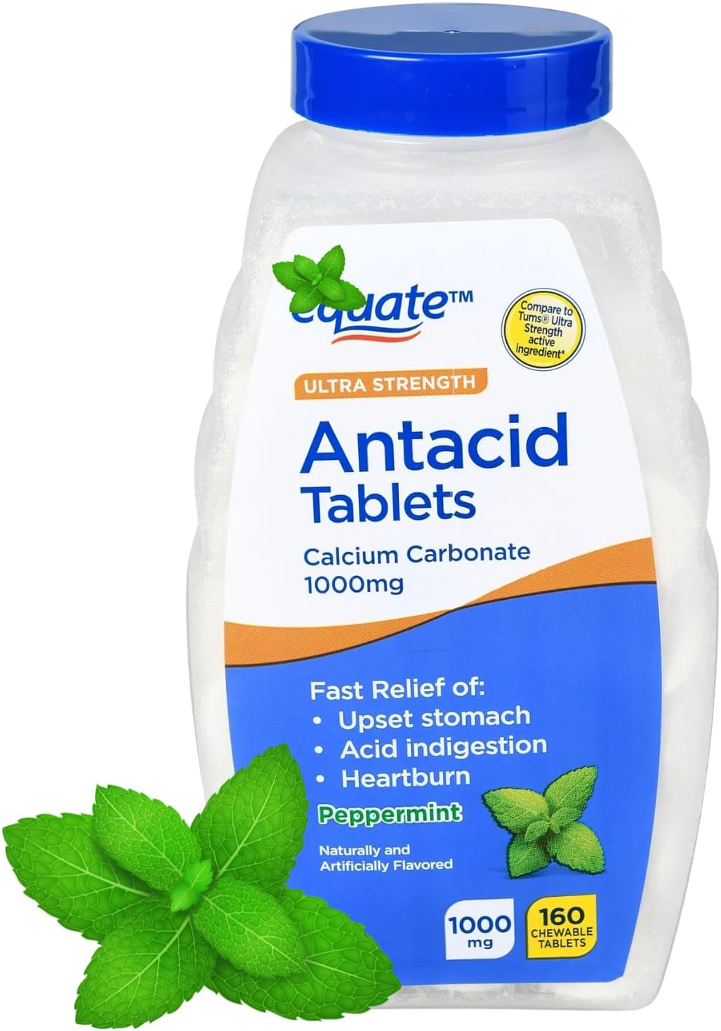 SCHMIDT EMPIRE Chewable Antacid Ultra Strength Heartburn Relief Antacid Chewable Tablets, Peppermint Flavor, 1000 mg, 160 Count (Pack of 1)