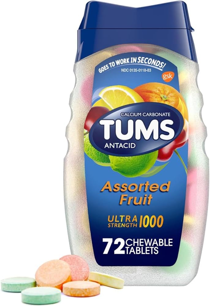 TUMS Ultra Maximum Strength Chewable Tablets, Assorted Fruit - 72