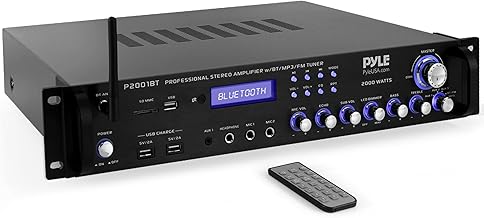 PYLE Multi Channel Bluetooth Preamplifier Receiver - 2000 Watt Audio Home Speaker Sound Stereo Receiver W/ Radio, USB, Headphone, Aux, RCA, Dual Microphone W/ Echo, Led, Wireless Streaming - P2001BT