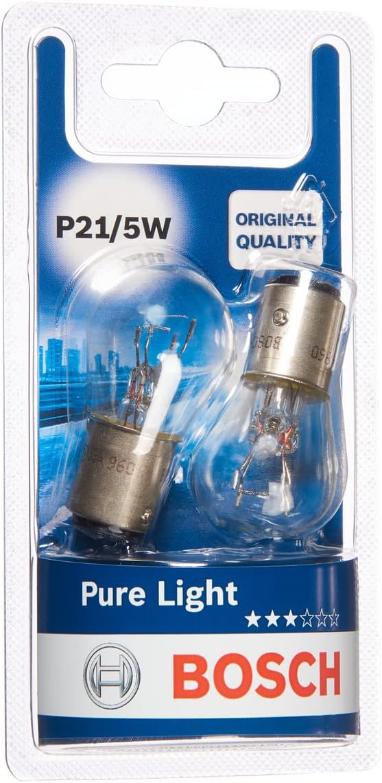 Bosch P21/5W (380) Pure Light Car Light Bulbs - 12 V 21/5 W BAY15d - 2 Bulbs