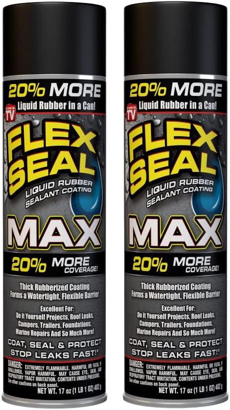 Flex Seal 2-Pack Black 17oz Stop Leaks Instantly, Waterproof Sealant Coating For Gutters, RV, Roof, Skylights, Windows