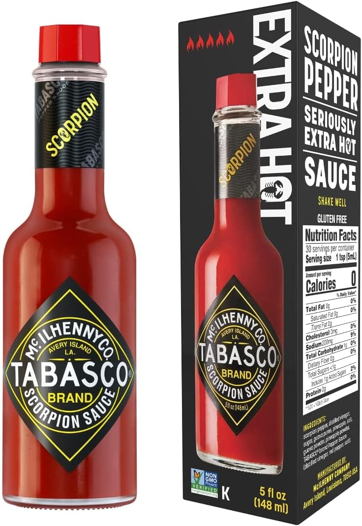 TABASCO Scorpion Sauce 148ml – The spiciest Tabasco sauce, made with bold scorpion pepper for intense heat - Extra hot and flavorful - Perfect for those who crave extreme spice in every bite.