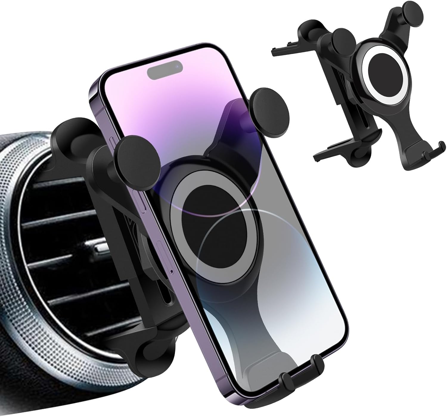 Aeipou Car Phone Holder for Mercedes Benz A/B/C/E/S Mini Cooper Audi-TT Ford Jeep Suzuki Mustang Wrangler Swift Round Vents Mount for All Circular Air Vents iPhone 16/15/14 Pro Max Galaxy S24/S23/S22