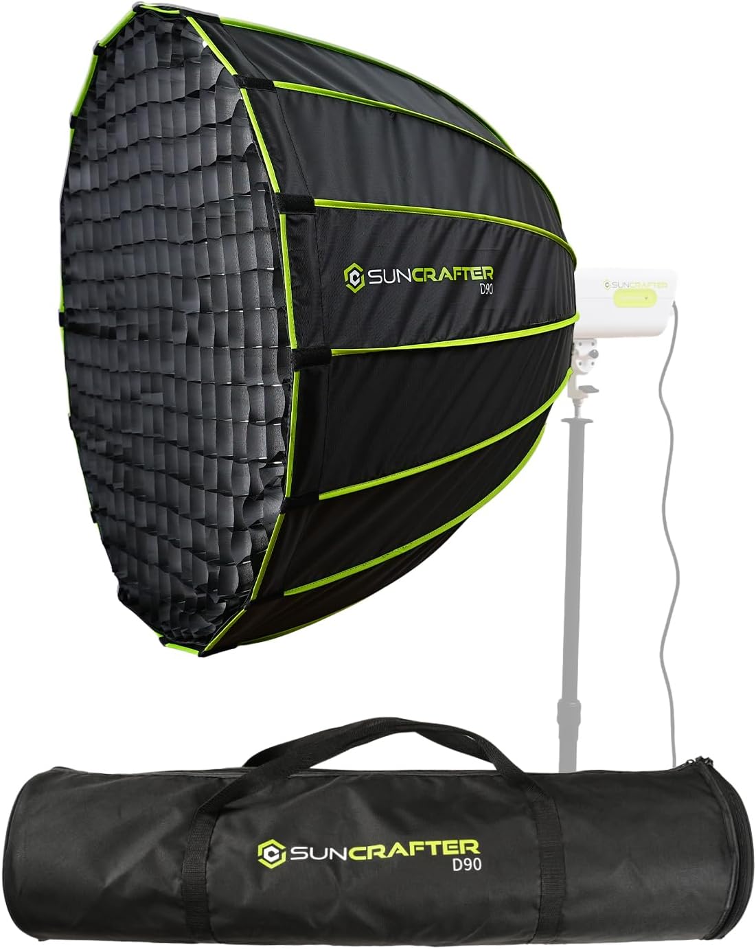 35.4"/90cm Dome Softbox, Bowens Mount Softbox, 25.2"/64cm Deepth Quick Setup with Diffusers/Grid/Bag Portable Soft Box for Photography Video Continuous Lighting