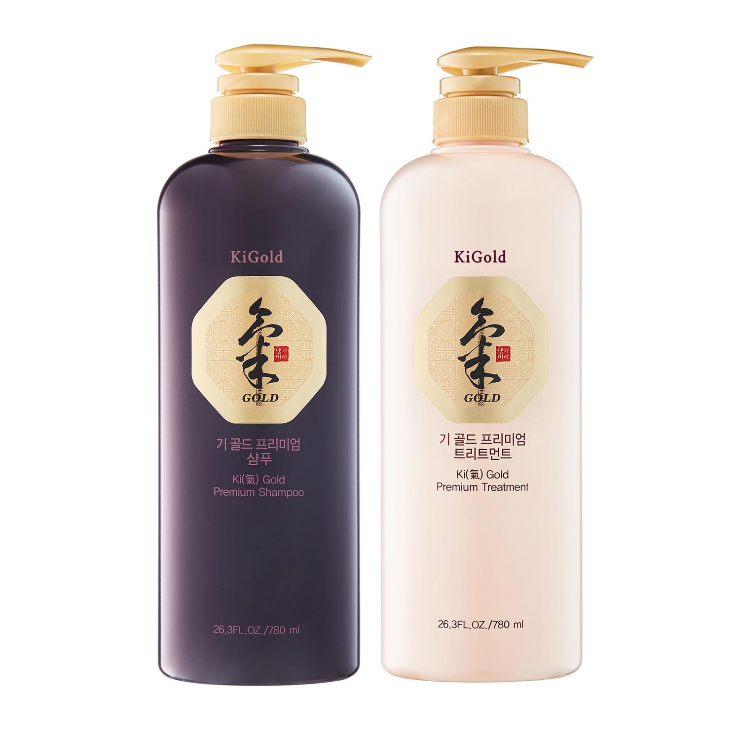 Daeng Gi Meo Ri - Ki Gold - Premium Shampoo + Treatment Set for Hair Loss, Thin Hair, Gray Hair Prevention, Medicinal Herbal Shampoo, All Natural, Korea's No. 1 Brand