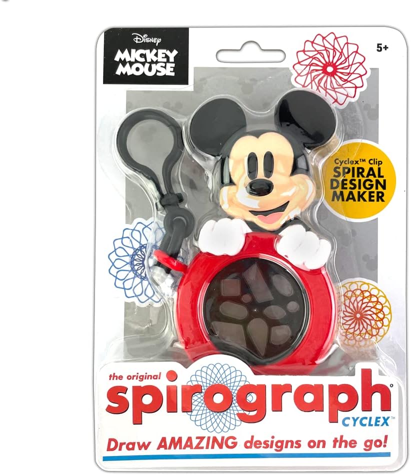 Spirograph Cyclex Clip Mickey Mouse - Disney - The Easy Way to Make Countless Amazing Designs - Rotating Stencil Wheel - Travel Ages 5+