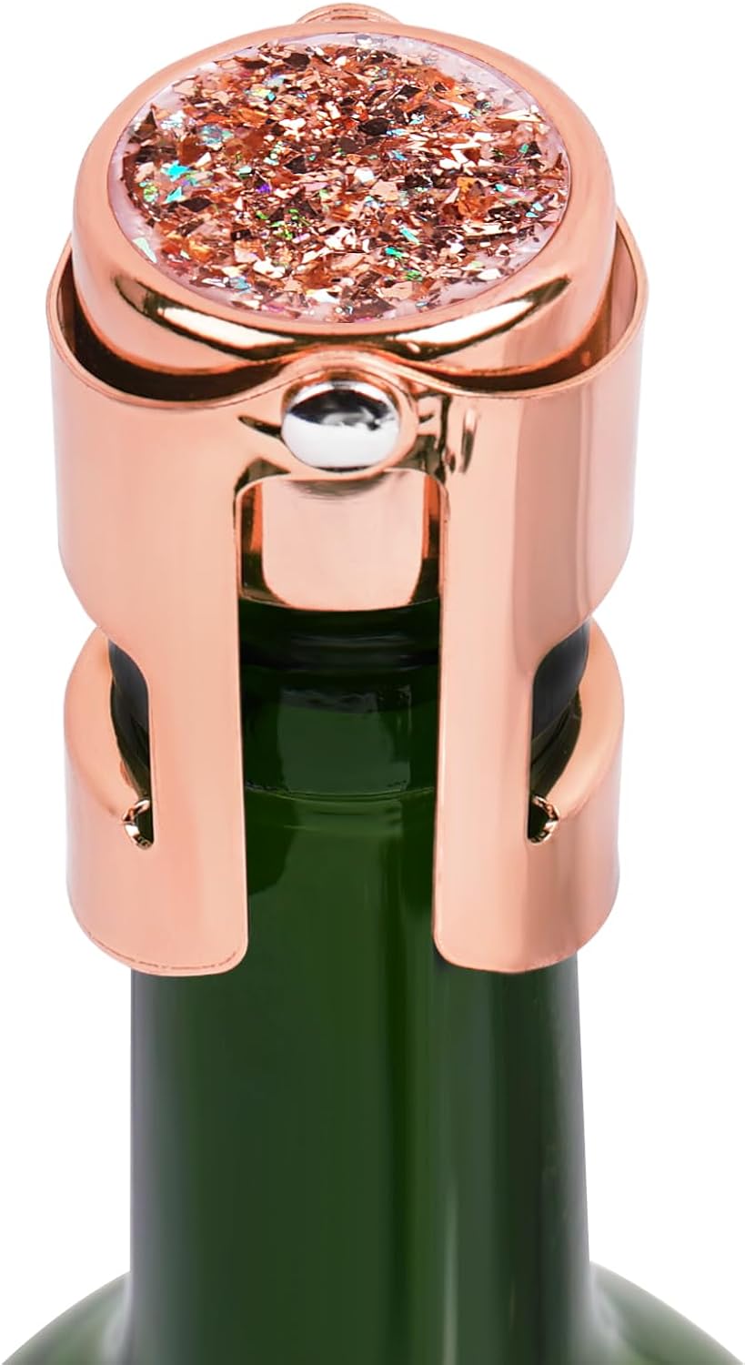 LIZIMANDU Champagne Stopper, Stainless Steel Bottle Plug Sealer for Sparkling Wine, Superior Leak,keeps Wine, Champagne, Prosecco, Cava, and Sparkling Wine fresh longer(1-Bling Pink)