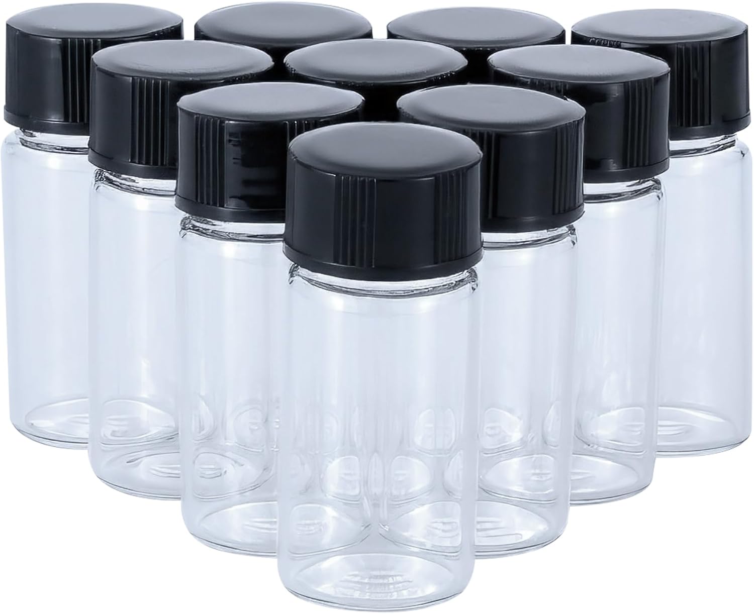 5mL(1/6 oz) Mini Clear Glass Vials with Plastic Screw Caps for Travel Jewelry Crafts, 10Pcs Lab Sample Bottles for DIY Essential Oils Aromatherapy Cosmetics