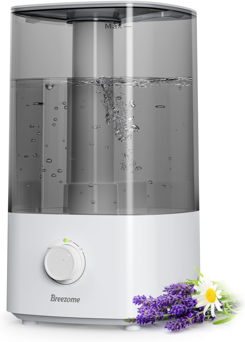 BREEZOME 4L Humidifiers for Bedroom, Essential Oil Diffuser, Top Fill Cool Mist Ultrasonic Humidifiers for Baby, Plants, Nursery, Humidifiers for Large Room Last up to 50 Hours, Quiet Operation