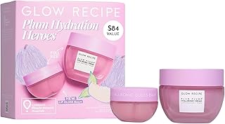 Glow Recipe Plum Hydration Heroes Holiday Kit - Plum Plump Hyaluronic Acid Cream (50ml) & Ultra Moisturizing Gloss Balm (15ml) - Hydrate, Plump, and Balance Dry Skin & Parched Lips - Vegan Set (2-Pc)