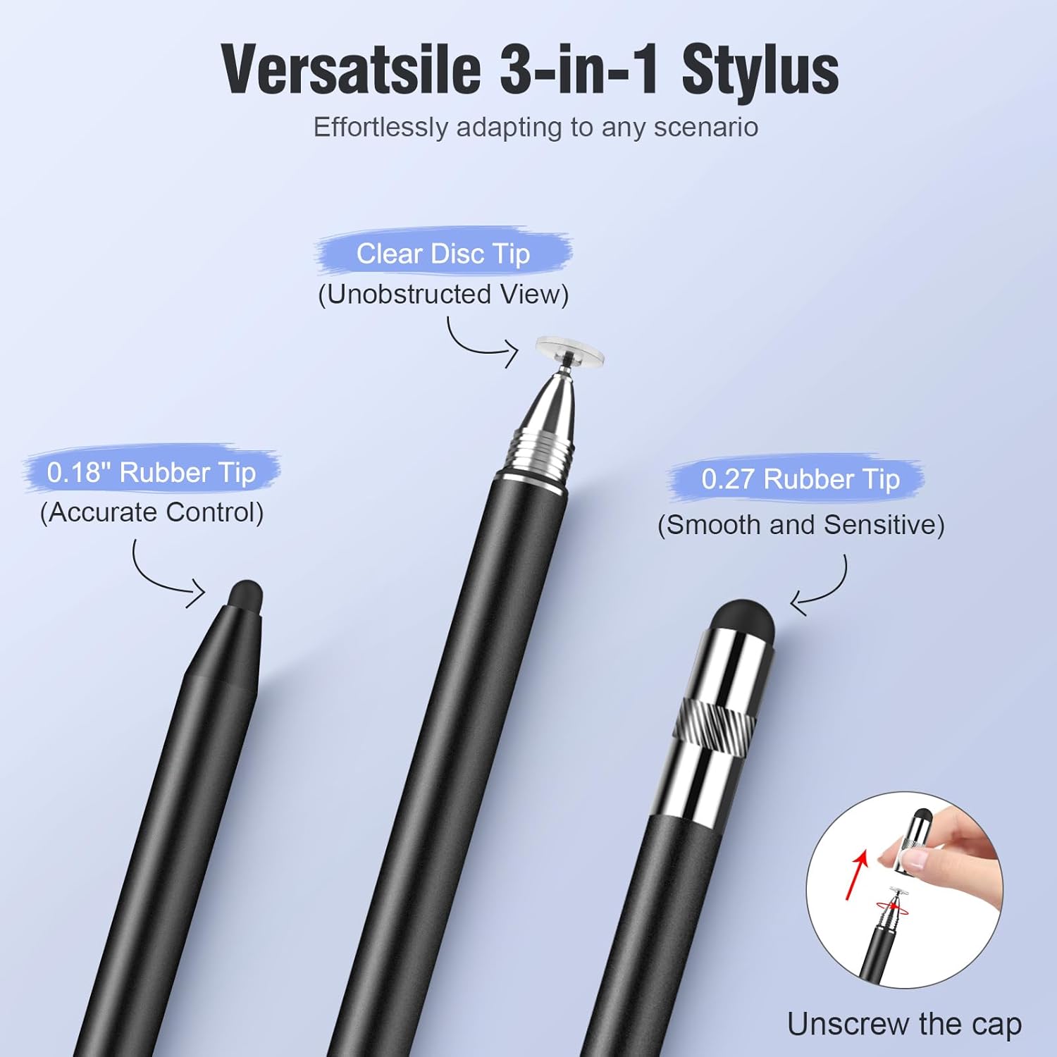 Stylus Pens for Touch Screens, MEKO 3 in 1 High Sensitivity & Precision Capacitive Stylus for Apple iPad iPhone Tablets Samsung Galaxy All Universal Touchscreen Devices (4 Pack)