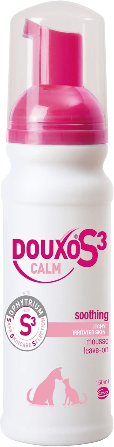 DOUXO S3 CALM Mousse | Itch Remedies for Dogs | Soothing Leave-On Cat Mousse | Itchy Cat Solution | Effective Itchy Dog Skin Relief | Hypoallergenic Fragrance | Anti Itch for Dogs & Cats | 150ml