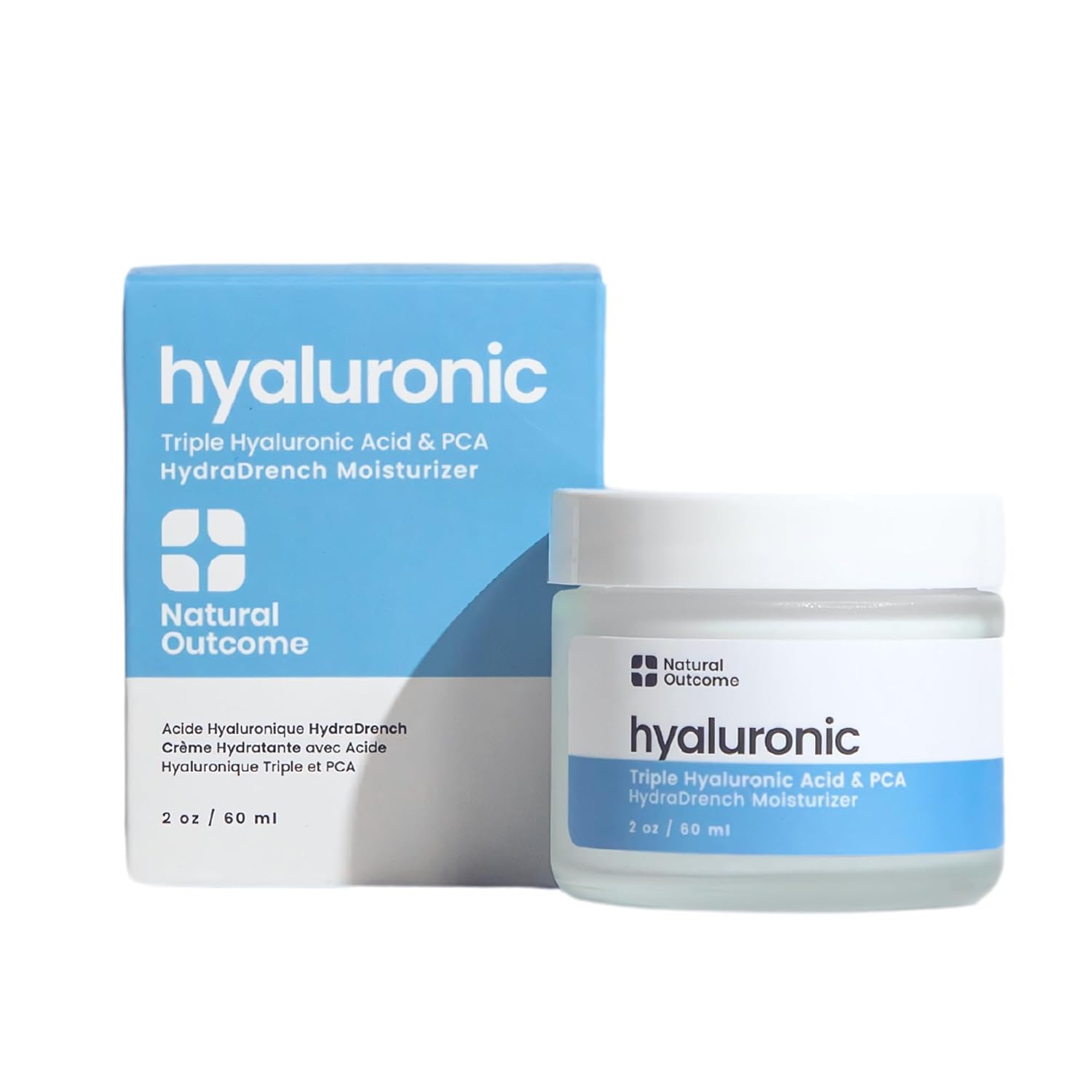 Natual Outcome - Hyaluronic Acid Moisturizer Face Cream for Skin, Daily Day & Night Hydrating Lotion Triple Hyaluronic Acid & PCA - Vegan, Cruelty Free, Fragrance Free 2 OZ