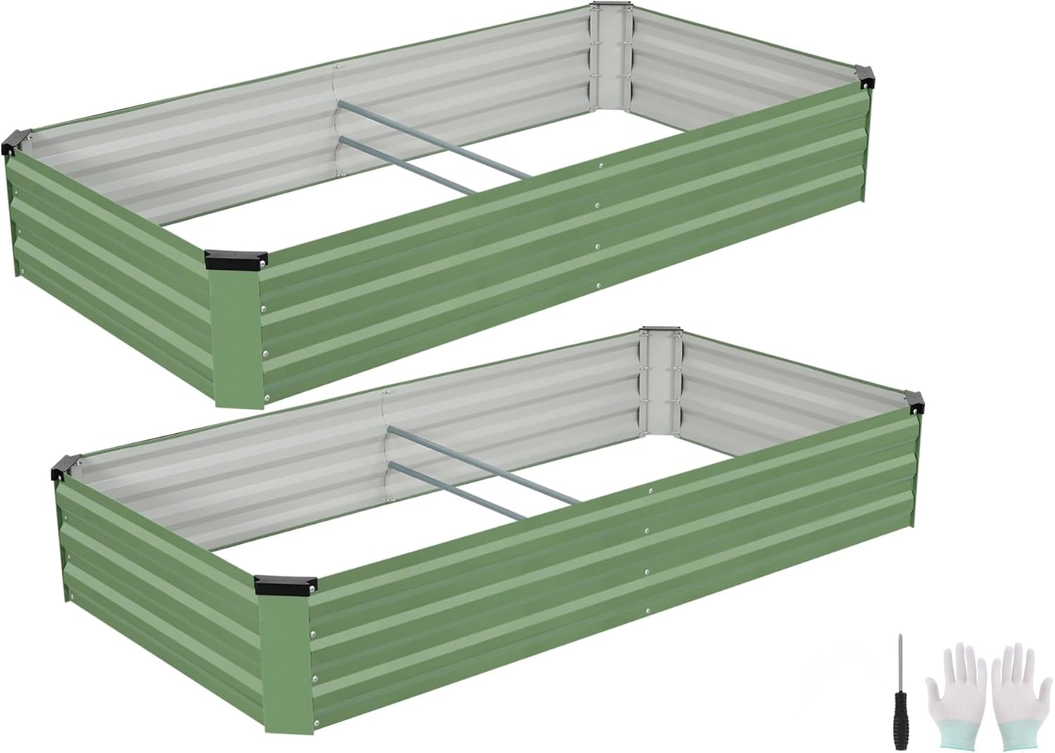 Galvanized Raised Garden Bed Outdoor，180x90x30cm，Olive Green，2Pack