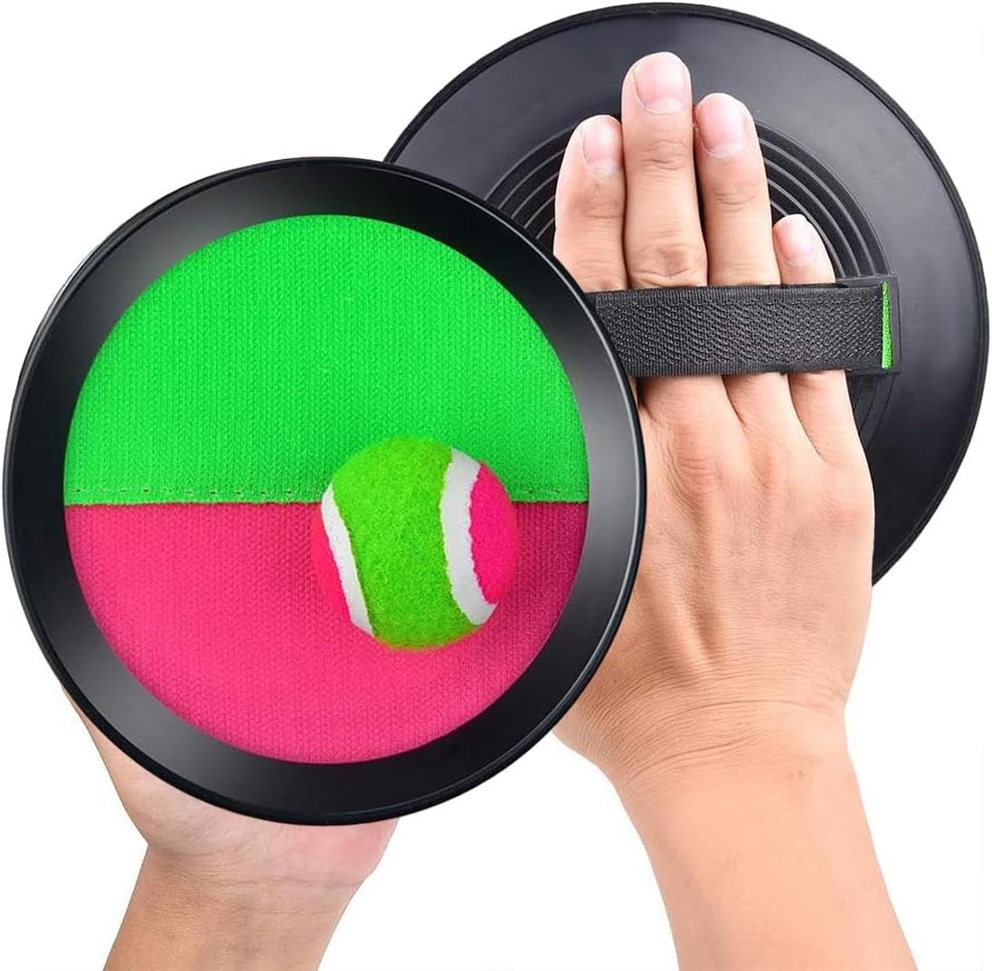 The Magic Toy Shop Toss and Catch Ball Set for Kids & Families – 2 Sticky Paddles with Straps & 1 Ball – Fun Outdoor Play Toy for Garden, Beach, Pool, Summer, Sports Day & Family Games