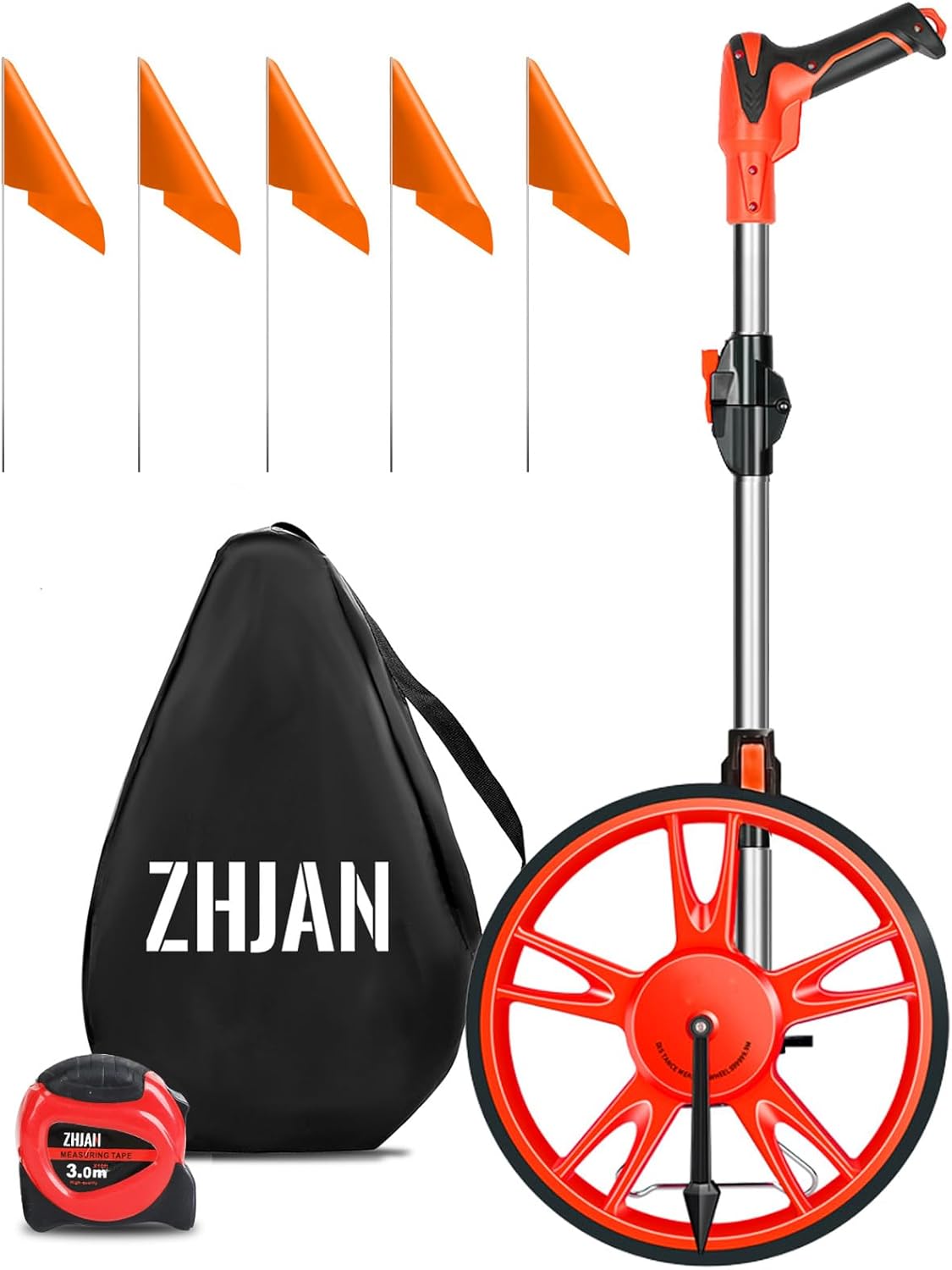 ZHJAN Measuring Wheel 99,999.9 Meters, Foldable Measuring Wheel with Storage Bag, Road Measuring Tool Used to Measure Distance Measuring Wheel of Indoor and Outdoor