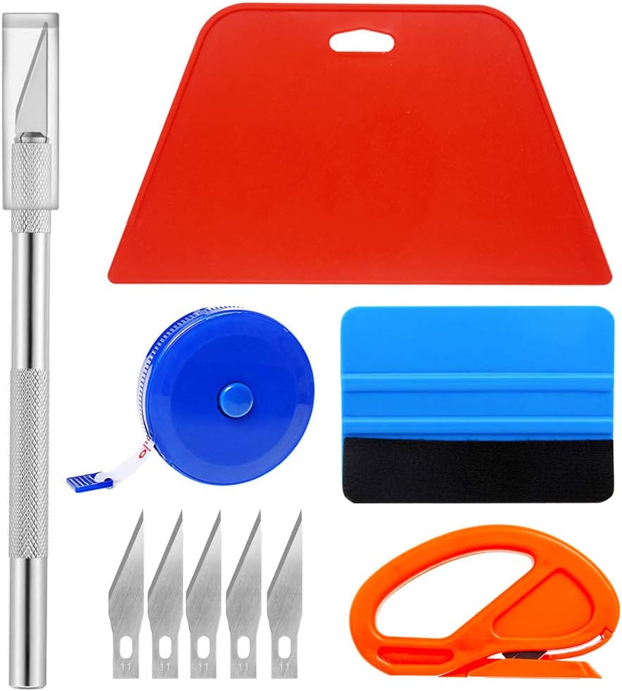 Ewrap Professional Wallpaper Tool Wallpaper Application Tool with Trimming Tool, Felt Squeegee, Hard Scraper, Tape Measure for Vinyl Wrap, Install Wallpaper
