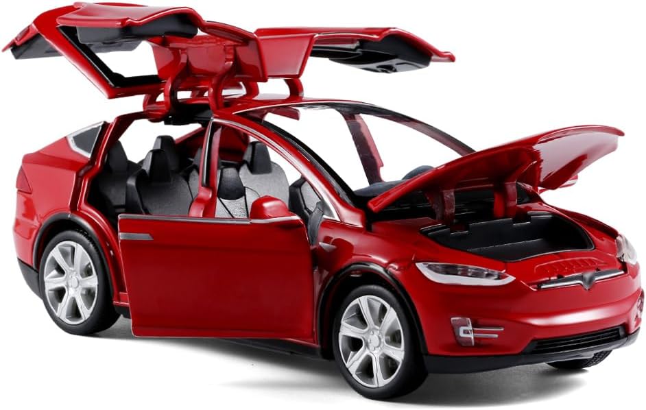 1/32 Model x Metal Die Casting Toy Car for 3 to 12 Year Old Boy Pull Back Car Toy with Sound and Lights (Red)