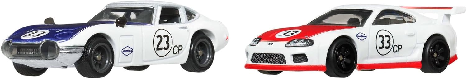Hot Wheels Premium Car Culture 2-Pack of 1:64 Scale Vehicles, Unique Pairings, Real Riders Tires, Metal/Metal Chassis, Toy for Collectors, JBL03