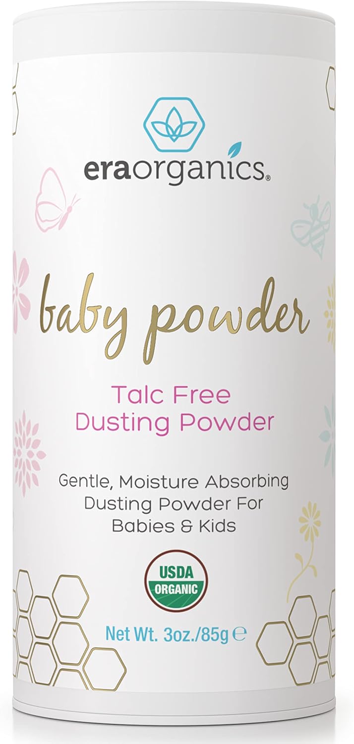 USDA Organic Baby Powder Talc-Free - Soothing Arrowroot, Calendula and Cornstarch for Newborn, Babies or Toddlers - Made in USA - 3oz/85g