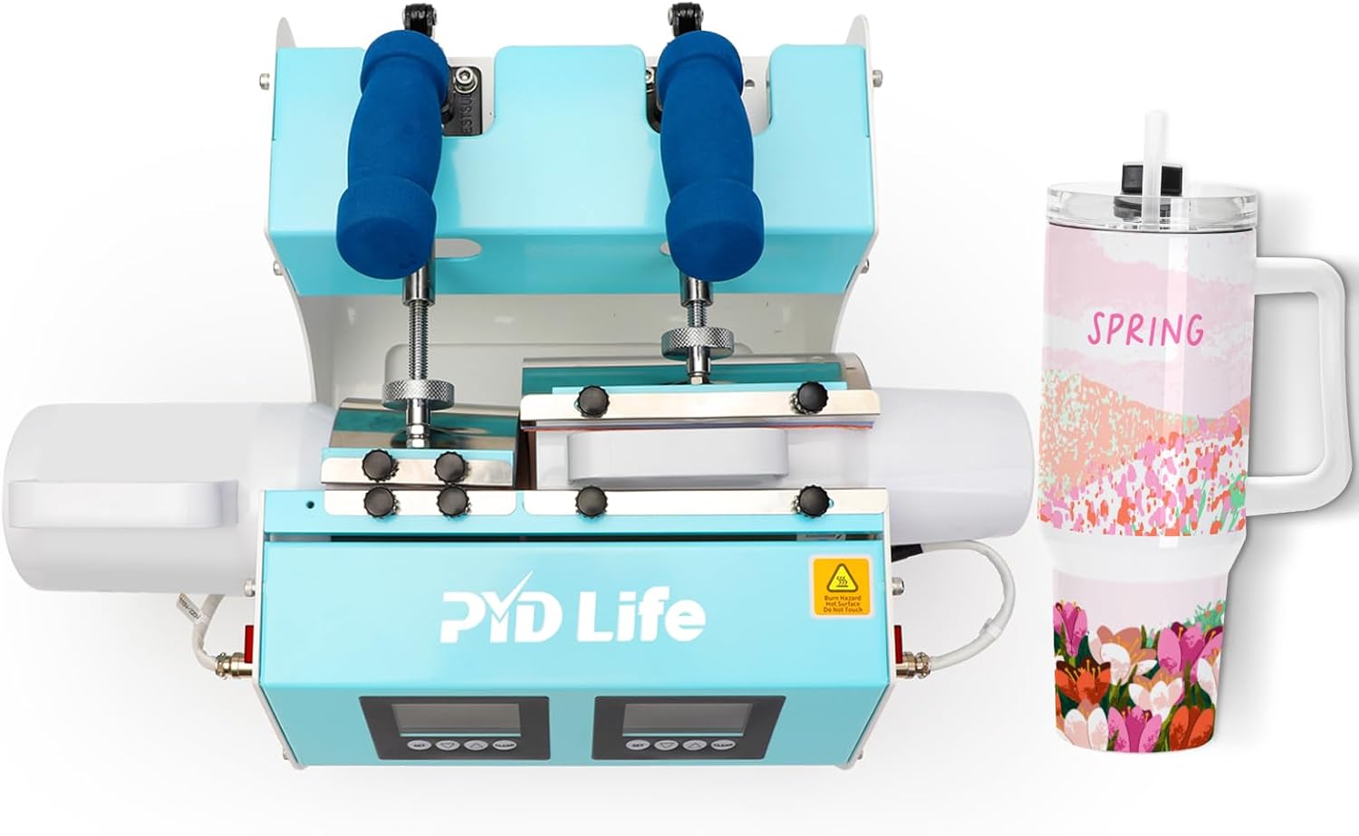 PYD Life 2 in 1 Dual 40 OZ Tumbler Heat Press Machine Double Station Combo Mug Heat Press Machine Mint Green for 40 OZ Tumbler Top and Tapered Bottom Full Wrap Sublimation Printing