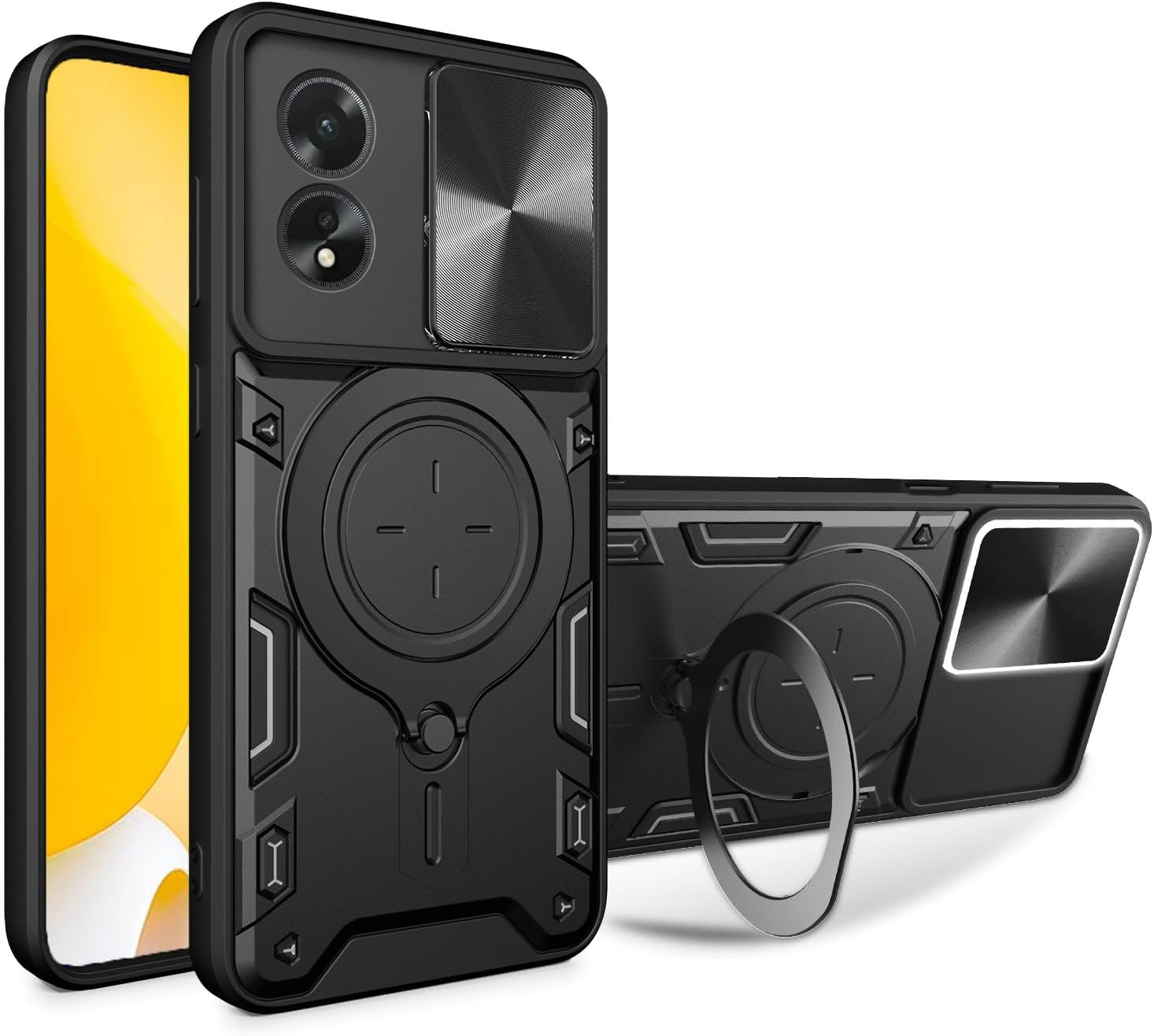 Compatible with Honor Play 50 Plus Case,with Slide Camera Lens Cover Compatible with Honor X7b 4G CLK-LX1 CLK-LX2 CLK-LX3 / Play 8T 5G Case Black