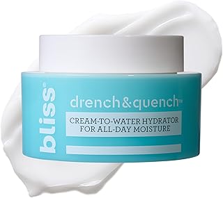 Bliss Drench & Quench Hyaluronic Acid Moisturizer | Cream to Water Face Cream| Deep Hydration, Plumps Skin | Clean Vegan & Cruelty Free 1.7 fl oz