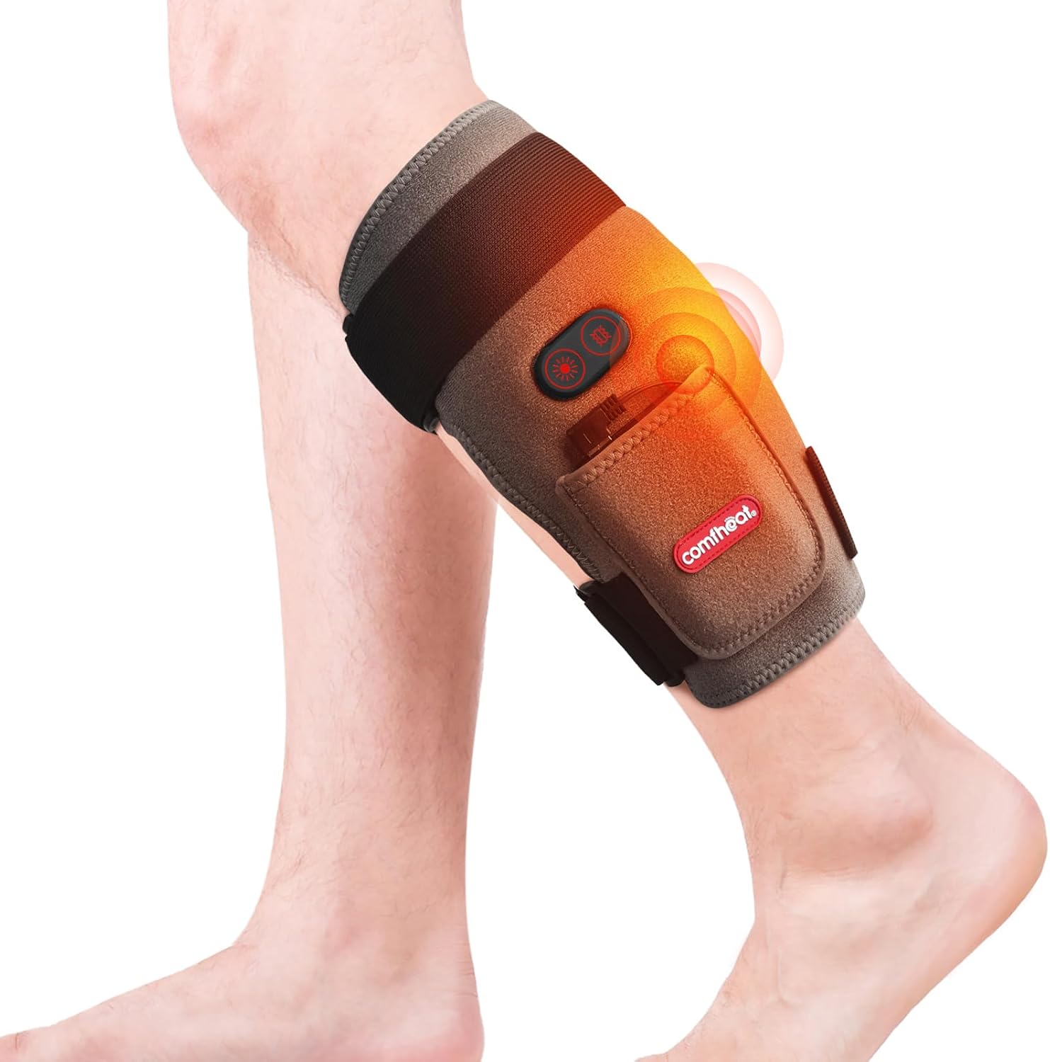 Cordless Leg Heating Pad with Vibration for Pain Relief, Wearable Wrap Around Heating Pad for Knee, Shin Splint, Calf, Arm, Thigh Pain Relief, Rechargeable with Battery