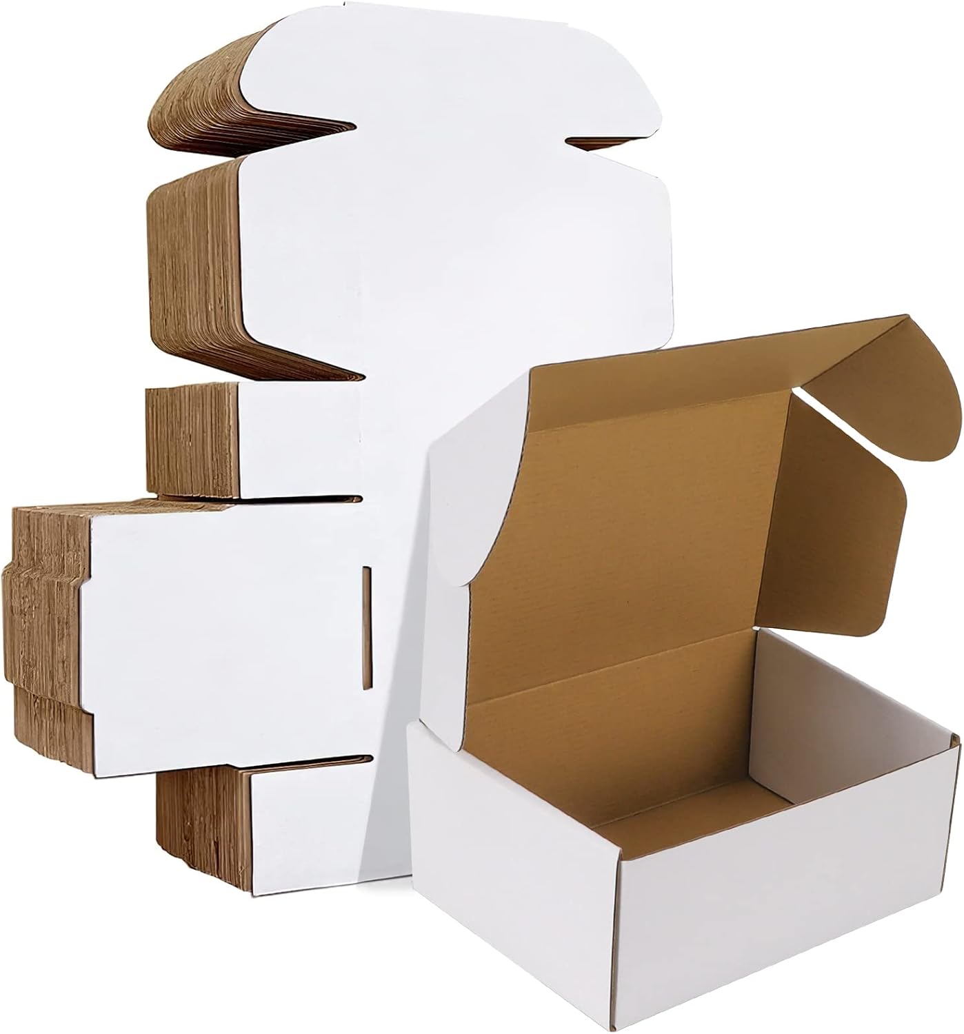 HORLIMER 9x6x4 inches Shipping Boxes Set of 25, White Corrugated Cardboard Box Literature Mailer