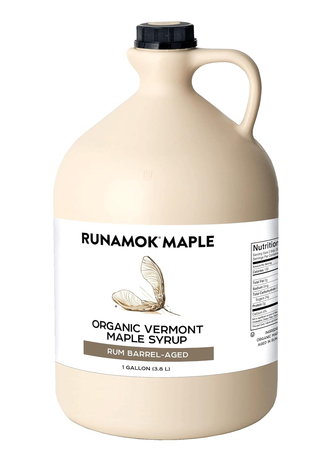 Runamok Maple Rum Barrel Aged Organic Maple Syrup, 1 Gallon, Certified Organic Vermont Maple Syrup with Subtle Rum and Vanilla Notes, Perfect for Desserts, Sauces, and Gourmet Dishes