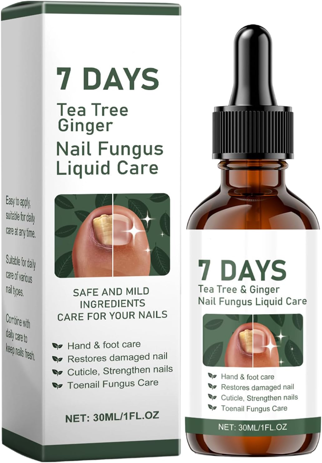 Kresin 7-Days Tea Tree And Ginger Nail Fun-gus Trea-tment, Nail Cuticle Oil, 30ml Toenail Oil, Liquid Strengthener Formula, Supports Toenail And Fingernail Health For Restoring Health Hand Foot
