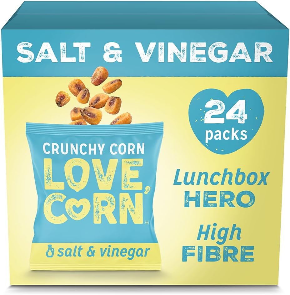 LOVE CORN Crunchy Corn: Salt & Vinegar (24 x 20g) - High Fibre Snack