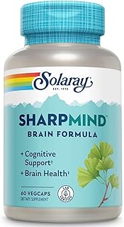 Solaray SharpMind, Cognitive Support Formula with Ginkgo Leaf, L-Dopa, Huperzine A & More for Healthy Brain, Mood & Memory Support 60 VegCaps