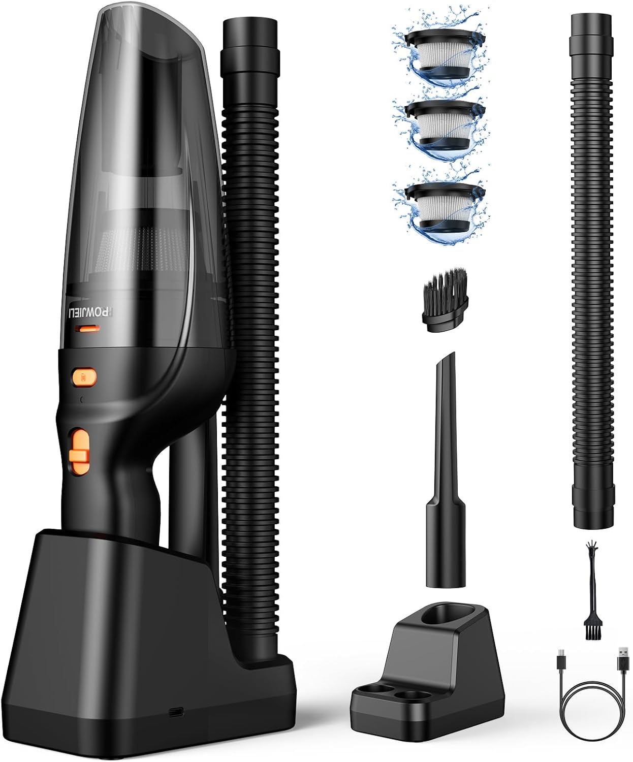 Handheld Vacuum Cordless Rechargeable,Car Vacuum Cleaner with High Power 12000PA Suction,Large-Capacity Battery, with Fast Charging Dock,Dust Busters Wet Dry for Home Car Office Pet