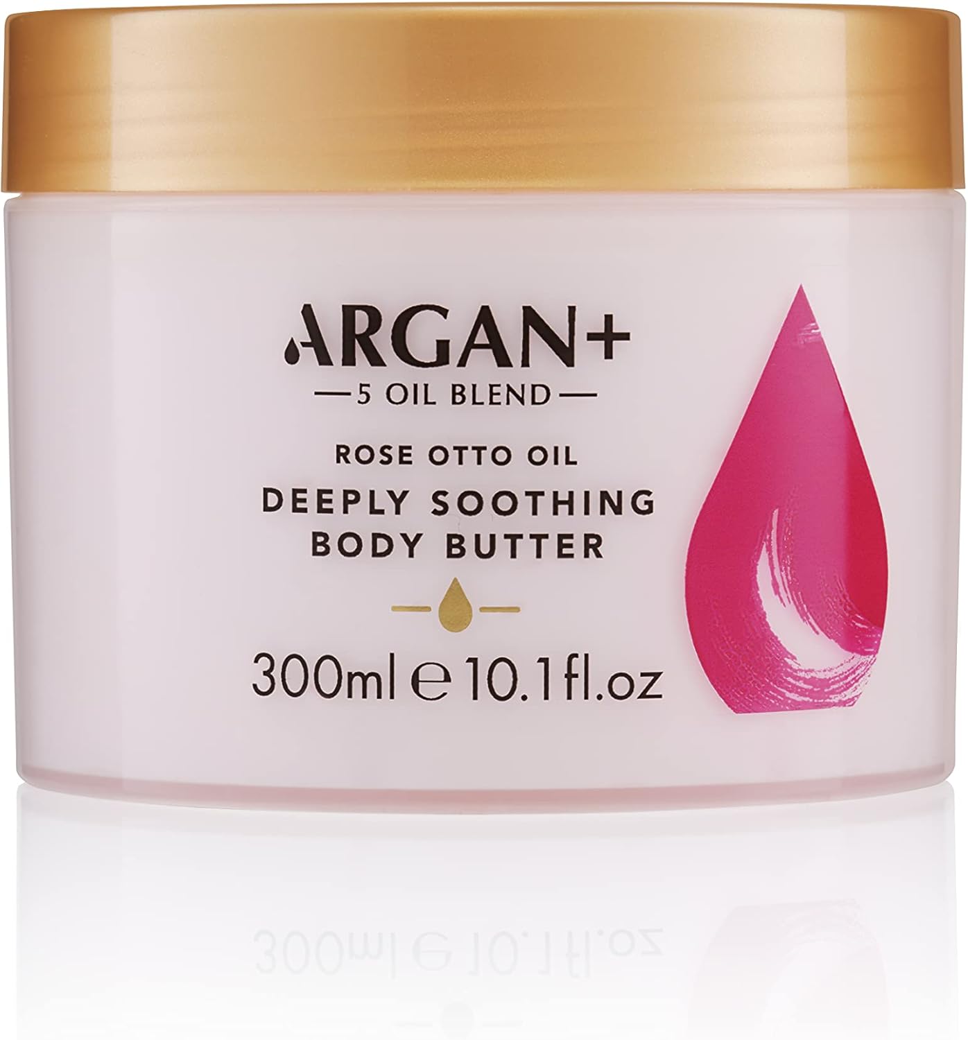 Argan+ Deeply Soothing Body Butter, Rose Otto Oil Vegan Moisturising Body Cream, 300ml