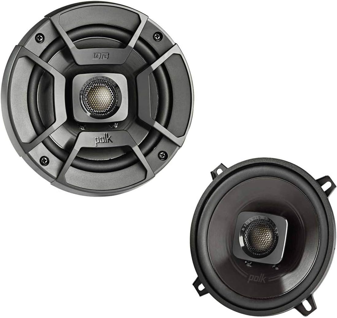 Polk Audio DB522 DB+ Series 5-1/4" Coaxial Speaker for Car & Marine, 2-Way Boat & Car Audio Speaker, 55-22kHz Frequency Response, Polypropylene Woofer Cone & 3/4" Silk Dome Tweeter, Easy Installation