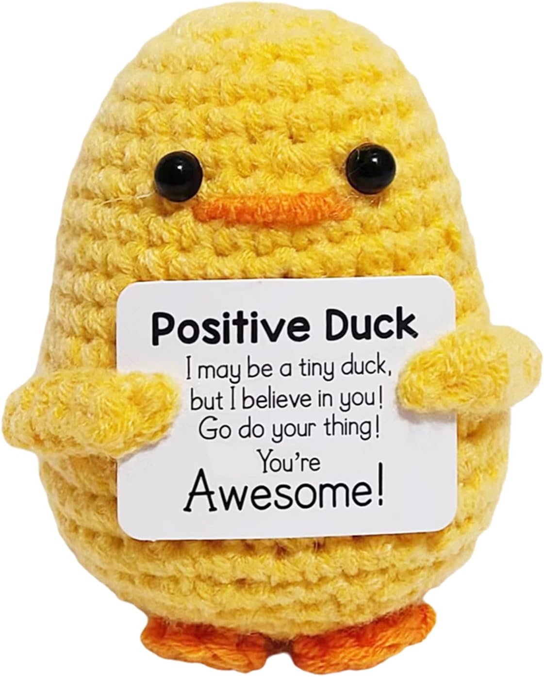 Positive Duck Gifts,Exam Good Luck Gifts,Mini Knitted Duck Doll,Emotional Support Gift Potato,Cute Crochet gifts for Women,Funny Toys Encouraging Gift for Girlfriend/Friend/Classmate/Kids/Teens/Adults