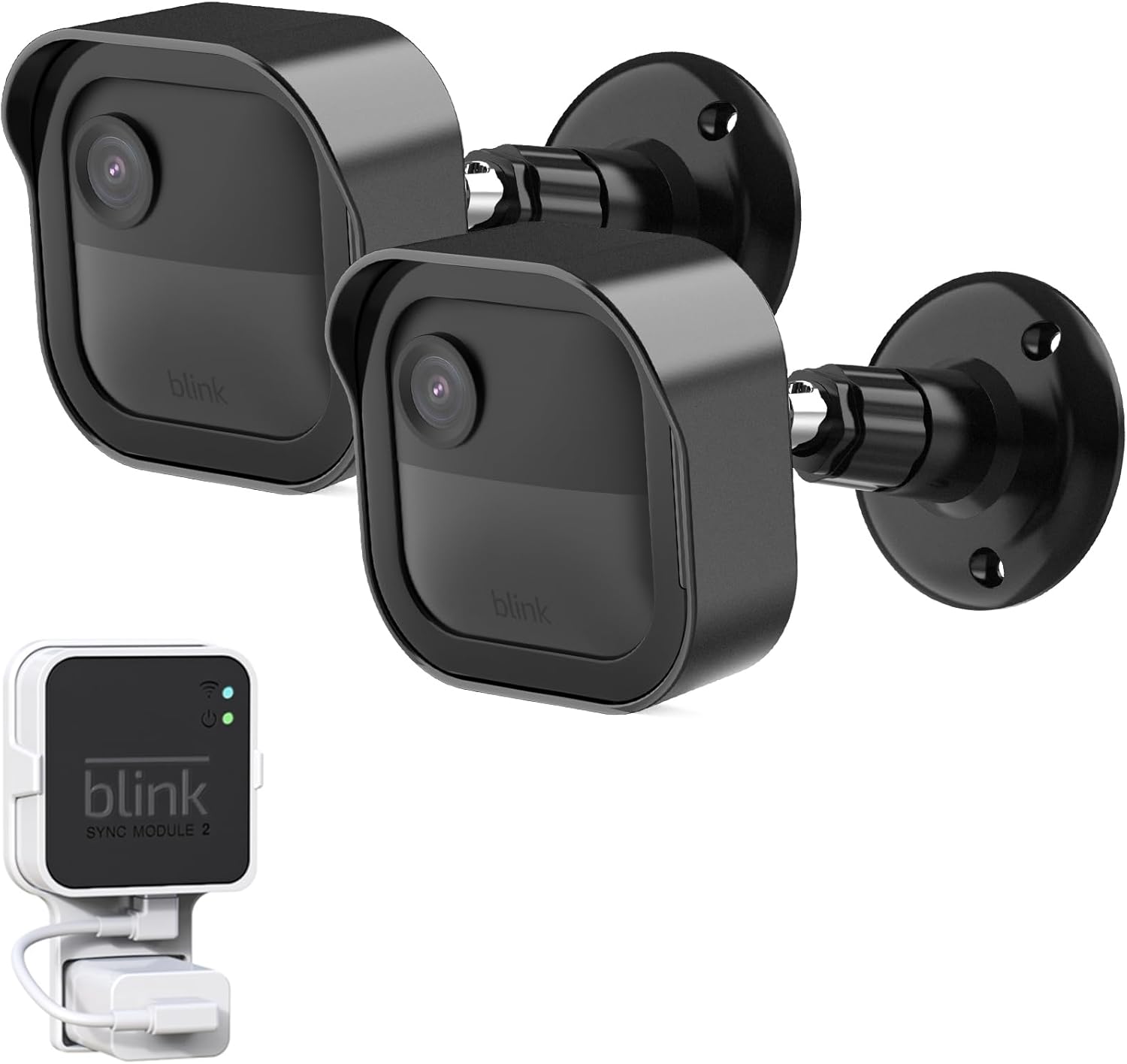Blink Outdoor 4th Gen Camera Mount, 2Pack Weatherproof Housing and 360 Degrees Adjustable Bracket with Sync Module 2 Mount for Blink Outdoor Camera System (Black, Cameras not Included)