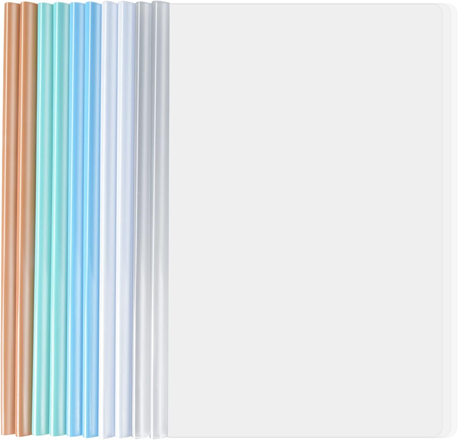 10pcs Sliding Bar Report Covers, Clear Report Covers Files Clip, A4 Transparent File Cover, File Folders Cover with U Type Slide Binder for School Office Documents Classification. (B)