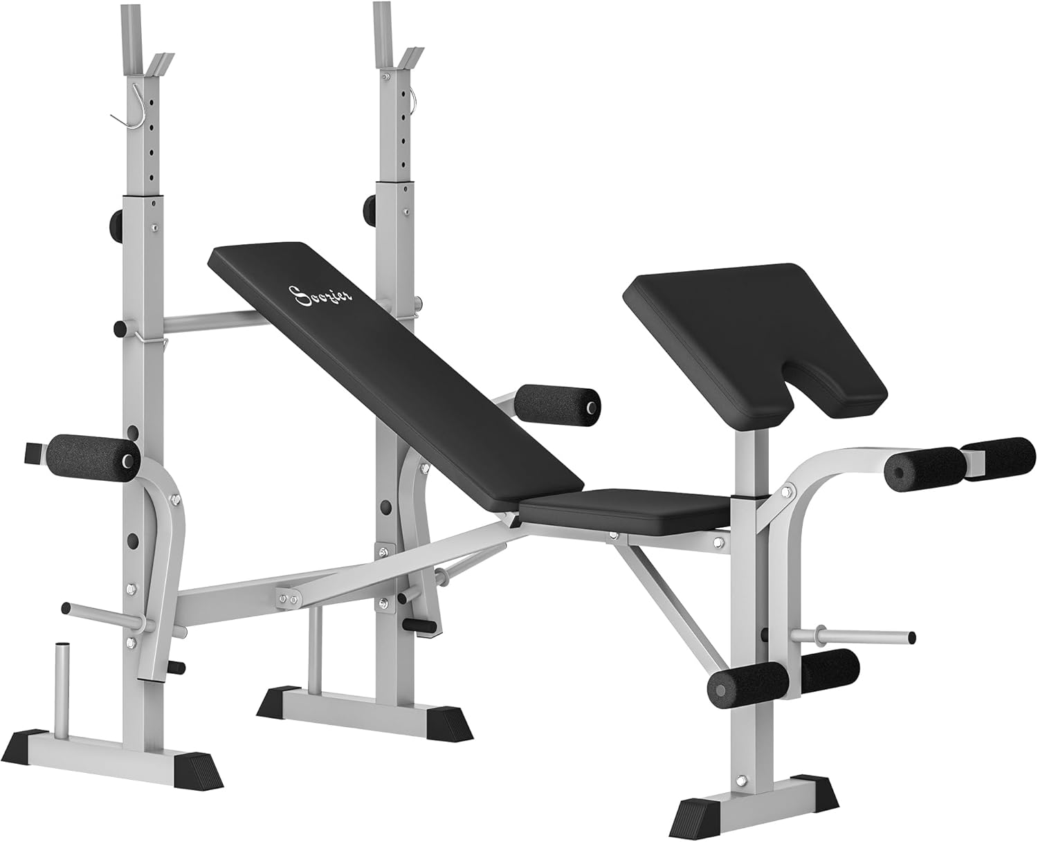 HOMCOM Adjustable Weight Bench with Squat Rack, Heavy Duty Bench Press Rack with Preacher Curl Pad, Leg Developer, Barbell Rack, Butterfly, Home Gym Strength Training Multiuse Workout Bench, Grey