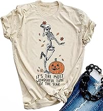 Halloween Pumpkin Shirts Women Fall T-Shirts Cute Autumn Graphic Tees Thanksgiving Tops