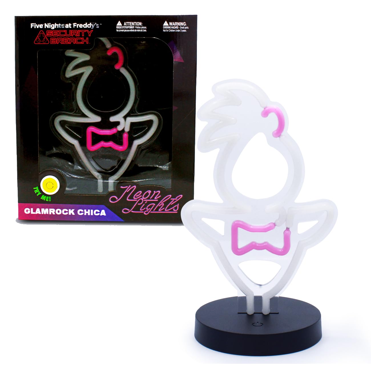 Five Nights at Freddy’s Security Breach Chica Desktop Neon Sign Lamp, 12″ Officially Licensed LED Light for Gamers & Room Decor (Glamrock Freddy, Chica, Security Breach Logo)