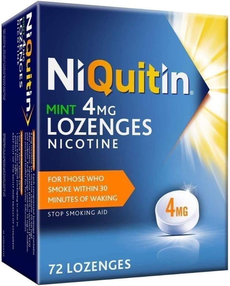 NiQuitin Mint 4 mg Lozenges - Effective Smoking Craving Relief - 72 Lozenges - Long-Lasting Effect - Reduce and Quit Smoking Aid