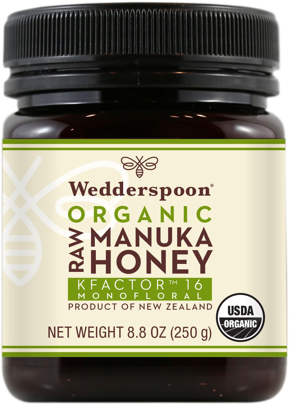 Wedderspoon Raw Organic Manuka Honey KFactor 16+, 8.8 Oz, Unpasteurized, Genuine New Zealand Honey, Multi-Functional, Non-GMO Superfood, Kfactor, Traceable from Our Hives to Your Home