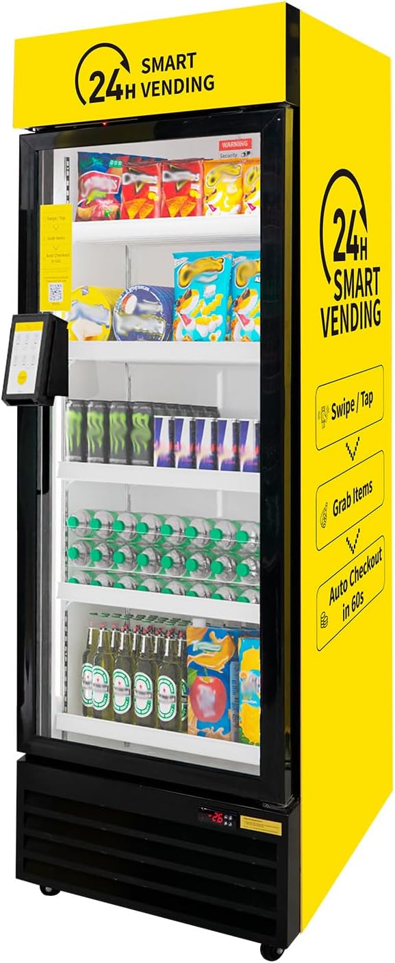 HAHA Smart Refrigerated Beverage Vending Machine, DC-360D-US, 245 Bottle Capacity, Touch Card Reader