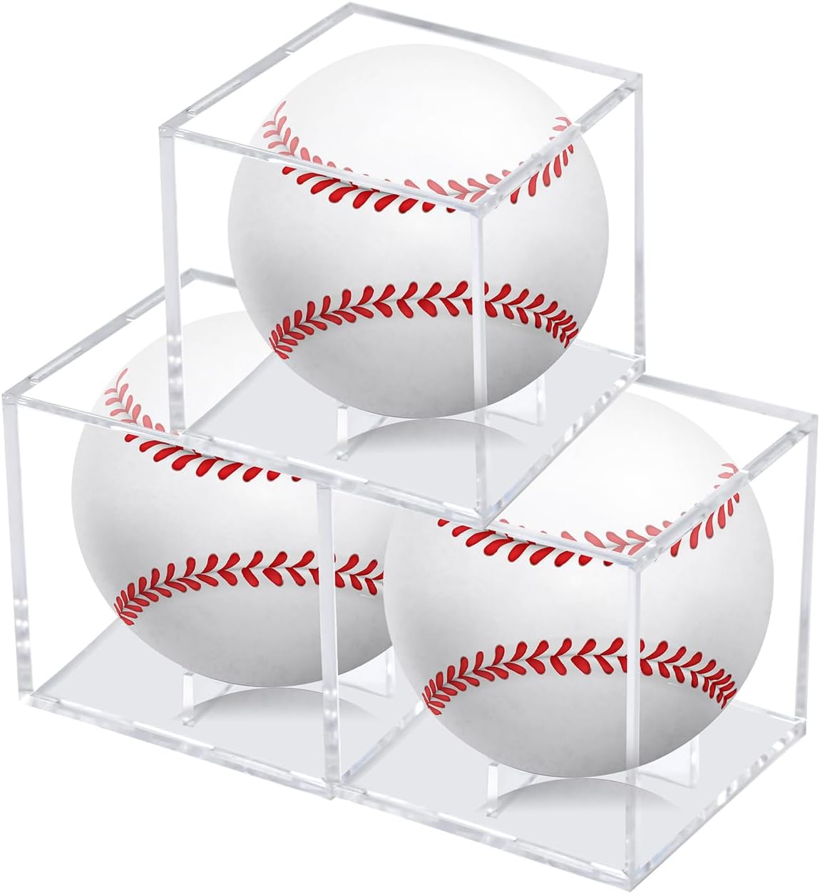 3 PCS Baseball Display Case, Baseball Holder for Ball Display Cube Box, Acrylic Baseball Storage Official Size Box , Memorabilia Display Case for Baseball
